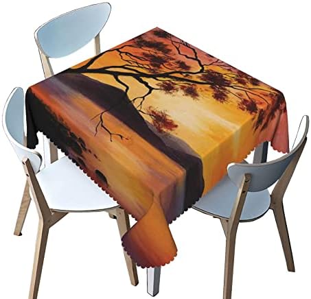 מפת שולחן מרובעת עם דפוס כפרי, 70 על 70 אינץ', בגדי שולחן מרובעים עם הדפס רחיץ לשימוש חוזר עמיד בפני
