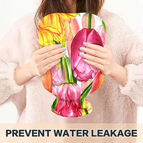 בקבוקי מים חמים עם כיסוי צבעי מים פרח צבעוני חם מים תיק עבור כאב הקלה, חם וקר טיפול, חם בקבוק מים