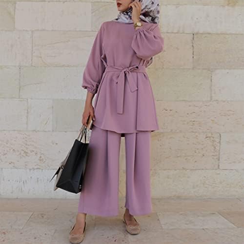 OBEEII תלבושות ערבית של המזרח התיכון לנשים שרוול ארוך מכנסי רגל רחבים קבעו דובאי בגדים מוסלמים אסלאמיים