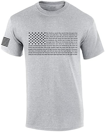 גברים של נוצרי חולצה פטריוטית אמריקאי דגל ג ' ון 3: 16 הכתוב אמריקאי דגל שרוול חולצה גרפי טי