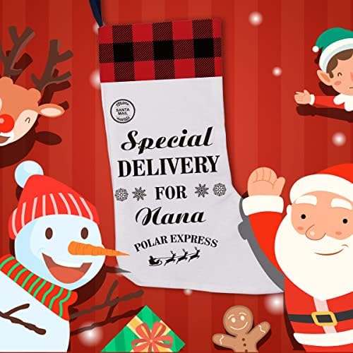 Golsoo Nana Burlap גרב חג המולד משלוח מיוחד לננה מתנות גרב תליה לחג המולד לקישוט האח של אח