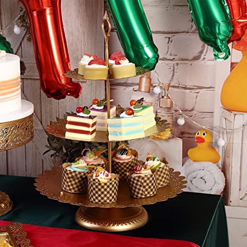 סט של 6 עוגות זהב עומדות עוגות עוגות קינוח הדן תצוגת שכבת עוגת קאפקייקס ממתקים קינוחי פירות קינוח מגש לחגיגת