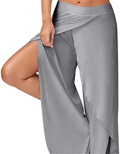 נשים פיצול יוגה מכנסיים גבוהה מותן רחב רגל יוגה זורם שכבות פאלאצו מכנסיים מכנסיים