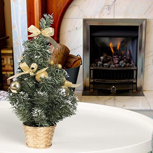 עץ חג המולד של Morevee Mini, עץ שולחן 16 אינץ 'עם אורות וקישוטים ברורים, עץ חג המולד המלאכותי