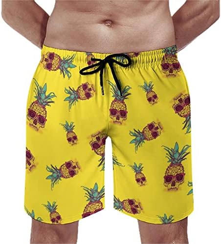גזעי שחייה של לקקי לגברים גולגולת מכנסיים קצרים של לוח גלישה יבש מהיר בגדי ים יבש עם כיסים