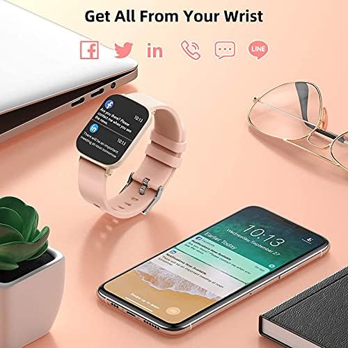 Cuszwee Smartwatch לאנדרואיד ואייפון - מסך HD 1.69 , IP68 אטום למים, צג דופק, גשש שינה, גשש כושר,