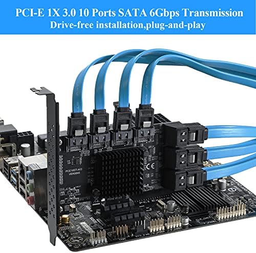 BEYIMEI PCIE 1X SATA CARD 10 יציאות, 6 GBPS SATA 3.0 CONTRORL CONTRECT
