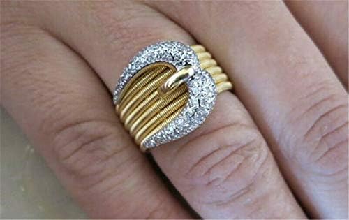 תכסיס פיילין אופנה 18 קראט מצופה זהב & מגבר; 925 רסיס אבזם טבעת חתונה כלה הצעת תכשיטים