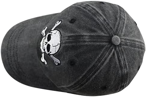 גולגולת vxchkerm ועצמות כובע בייסבול לגברים נשים, כותנה כותנה שוטפת מתכווננת מצחיקה כובע שלד רקום