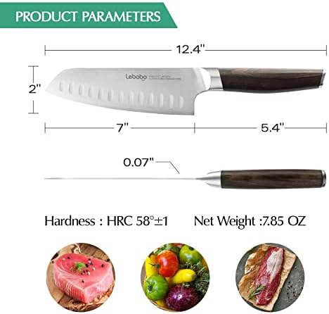 סכין מטבח לבאבו-סכין שף מקצועית בגודל 8 אינץ 'וסכין סנטוקו בגודל 7 אינץ' - סוס304 נירוסטה לבושה