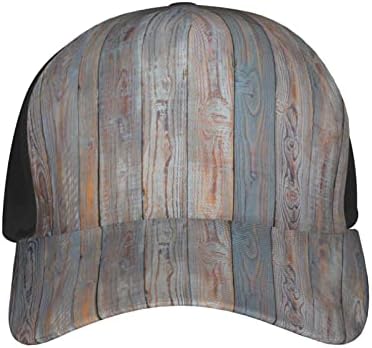 בציר עץ מודפס בייסבול כובע, מתכוונן אבא כובע, מתאים לכל מזג האוויר ריצה ופעילויות חוצות שחור