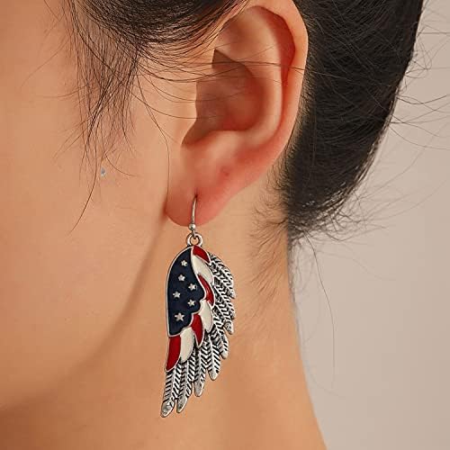 פטריוטית אדום לבן כחול אמריקאי ארהב דגל עגילי אתחול יונת שלום כנף פרפר להתנדנד זרוק עגיל אמריקה