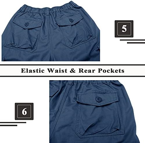 כותנה של קפיטיווד גברים 3/4 מכנסיים קצרים קפרי מכנסי מטען אלסטיים צבאיים מזדמנים עם ריבוי כיסים