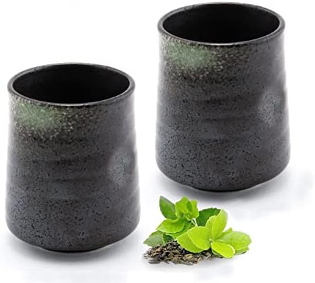 מכירות שמחות HSTC-Grygrn, סט של 2 ספלי תה מושלמים יפניים מושלמים, אפור וירוק