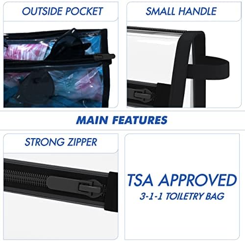 Olanmark TSA תיק טואלטיקה עם כיס - שקית ברורה בגודל ליטר לשדה תעופה, קמפינג או חדר כושר