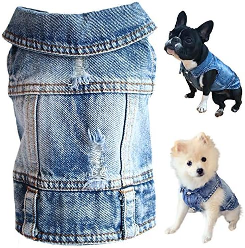 ז'קט ג'ין כלבים חריף, חולצת טריקו ג'ינס כחול, בגדי כלבים רחיצים במכונה, נוחות ובגדים מגניבים, לחיות מחמד וחתולים