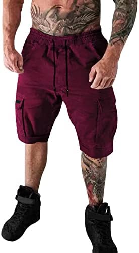 Miashui Mens Mens Mens Mens אופנה קיץ מזדמן מכנסי כיס בצבע אחיד מכנסי מכנסיים קצרים מכנסי כותנה