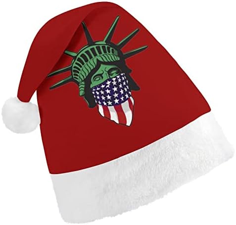 פסל חירות ארהב קטיפה חג המולד כובע שובב ונחמד סנטה כובעי עם קטיפה ברים ונוחות אוניית חג המולד קישוט