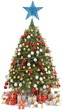 AMOSFUN 20 סמ עץ חג המולד כוכב ברזל טופר נוצץ עץ חג המולד קישוט קישוטים
