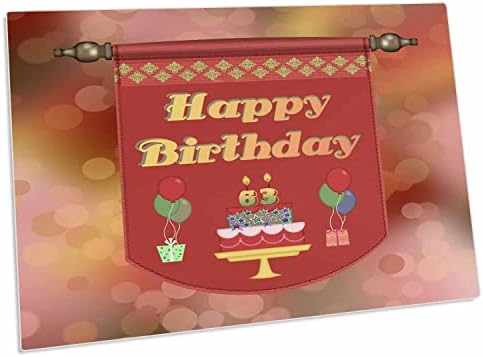 3רוז שמח 63 יום הולדת באנר, עוגה עם מתנות ובלונים - שולחן כרית מקום מחצלות