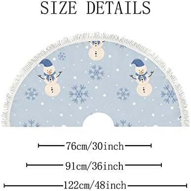 Xollar 48 אינץ 'גדול חצאית חג המולד חצאית מצוירת של שלג של שלג, קישוטים לעץ חג המולד לחג מסיבת