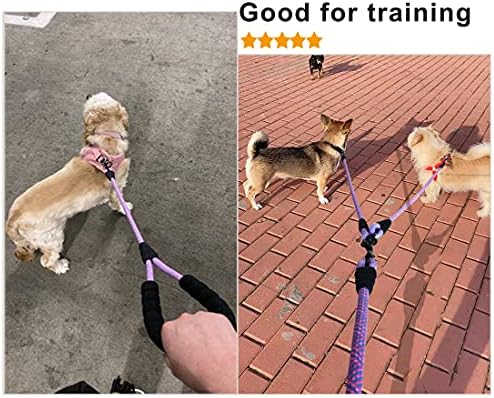 רצועת כלבים של חבל 2ft 2ft, 2 חבילות רצועת כלבים קצרה של ניילון עם ידית מרופדת נוחה, בקרה קלה ורצועת תנועה בהליכה