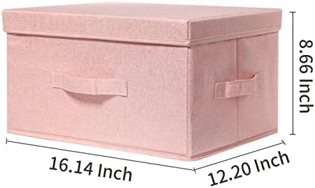 Bicoy 2 חבילה מכסה פחי אחסון מכסים קופסאות אחסון גדולות מתקפלות עם מכסים ומטפל באחסון אחסון בדים
