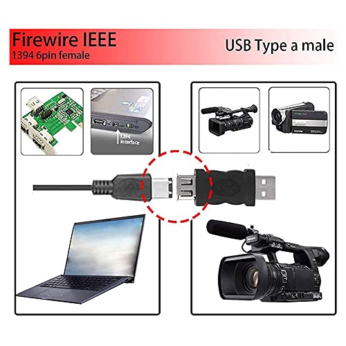 USB 2.0 זכר ל- Firewire IEEE 1394 6P מחבר מתאם מתאם נשי מחבר f/m