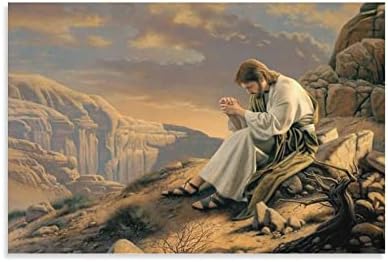 ישוע המשיח מתפלל בכרזה המדברית תמונה בד קיר קיר אמנות הדפס ישו פוסטר חדר בית תפאורה בד הדפס קיר אמנות