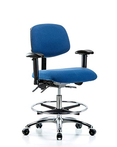 לבטק ישיבה סגן 41048 כיסא ספסל בינוני בד בסיס כרום, זרועות, טבעת רגל כרום, גלגלים כחולים