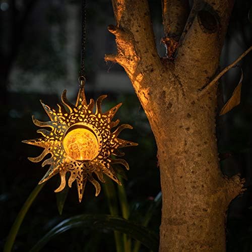 אמוגמילק שמש אורות חיצוני גן דקור תליית פנסי קישוט מתכת חמניות מתנות עמיד למים עבור חצר עמילות מול מרפסת