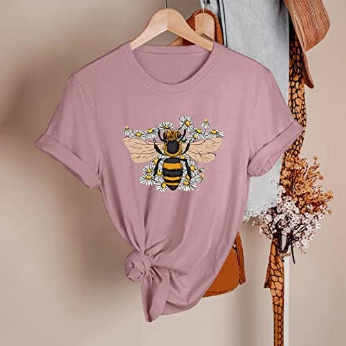 טיז פוליאסטר נשים נשים אביב קיץ דבורים מודפסות שרוול קצר חולצה למעלה חולצות נשים לקיץ