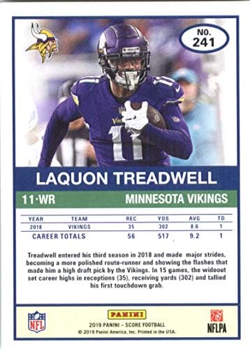 ציון 2019 כדורגל 241 Laquon Tredwell Minnesota Vikings Card Trading הרשמי של NFL שנעשה על ידי Panini
