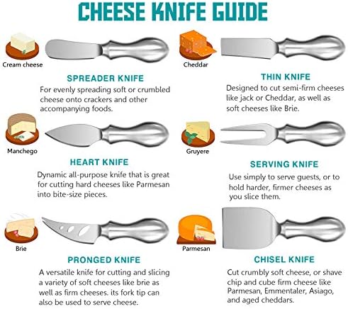 סט סכיני גבינה של Wonenice Premium 6 חלקים - קולקציית סכין גבינה נירוסטה שלמה, מתנות ליום האם/יום