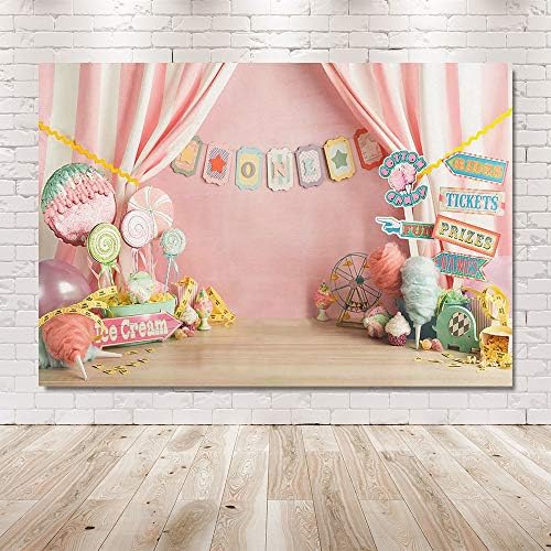 Mehofond 7x5ft Candyland גלידת ורוד ילדה מפלגת יום הולדת אחת תפאורות