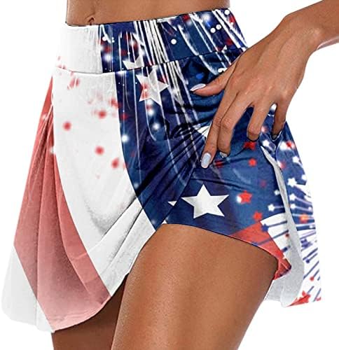4 ביולי אמריקה טניס טניס טניס חצאיות עם מכנסיים קצרים לנשים מותניים גבוהים קפלים גולף סקורטס