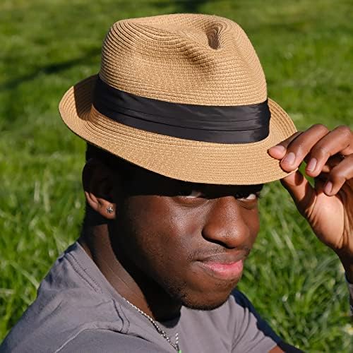 נשים קש פנמה כובע נסיעות פדורה חוף שמש כובע קיץ רחב ברים קש להפשיל כובע עד 50+