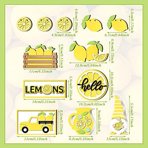 12 חתיכות לימון שכבות מגש דקור קיץ עץ סימני לימון המפלגה טובות לימון עץ בלוקים צהוב שכבות מגש דקור למטבח