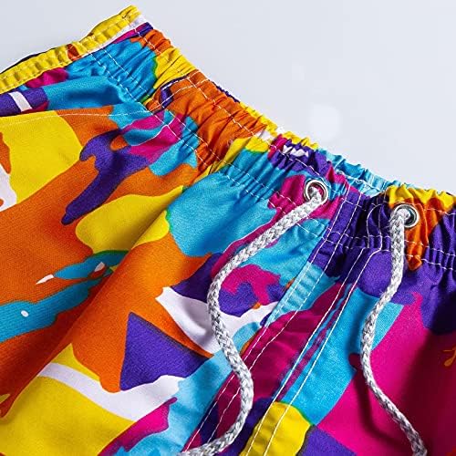 מכנסיים קצרים של לוח הגברים של UBST, ייבוש מהיר של מכנסי קיץ חוף קצרים הוואי הדפס גרפי משתרע רופף גזעי