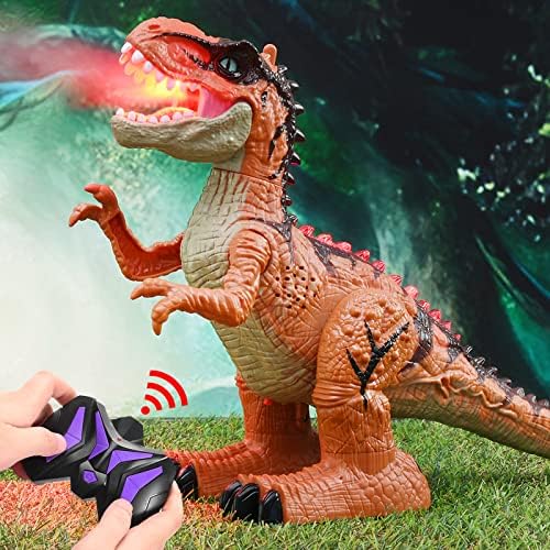 דינוזאור צעצוע לילדים, 8 ערוץ 2.4 גרם טירנוזאורוס רקס עם פונקצית תרסיס ומגניב 360 סיבוב פעלולים, זה