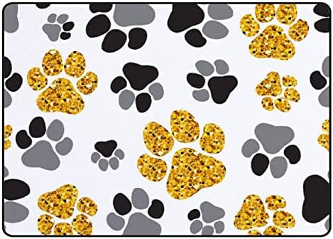 Xollar 72 x 48 בשטיחים גדולים של ילדים גדולים של אפור שחור כלב זהב כפה משתלת רכה שטיח פליימאט לתינוקות