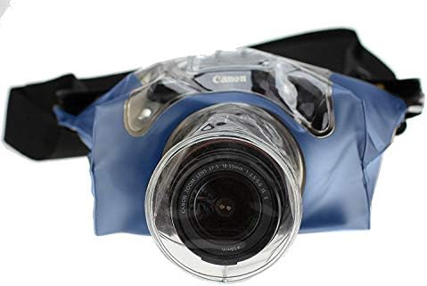 Navitech כחול DSLR SLR עמיד למים מארז דיור מתחת למים/כיסוי שקית תיק יבש תואם ל- Canon EOS 4000D