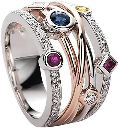 925 מכסף מבריק צבעוני גיאומטרי טבעת אבן חן טבעת טבעת חתונה טבעת לנשים טבעות זירקוניה מעוקבות מלאות