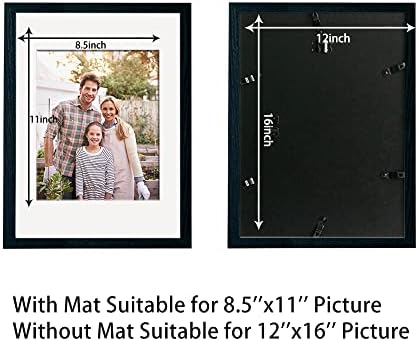 YK Artwood 12x16 מסגרת תמונה שחורה, עשויה מסגרת פוסטר נמכרת תמונות תצוגת תמונות 8.5x11 עם מחצלת או 12x16 ללא