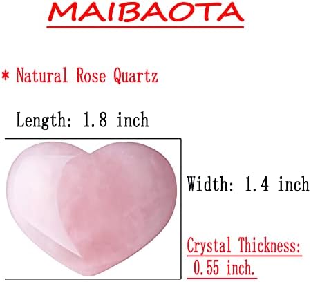 Maibaota 3 PCS 1.8 קוורץ רוז קוורץ אמטיסט קוורץ קליל ריפוי קריסטלים לב גבישי אבן חן הגדרת רייקי טבעי קוורץ