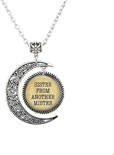 אחות מיסטר אחר תכשיטים-מתנה לנשים-מתנה לחבר הכי טוב-מתנה לסיסטה ירח שרשרת