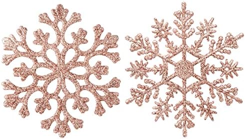 קישוטי פתית שלג נצנצים לחג המולד, קישוטי תלויים פלסטיק עץ חג המולד של 4 ''/36ct.