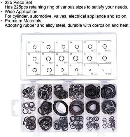 ג קליפ, 225 יחידות סירקליפ הצמד ג קליפ טבעת התמך אטב חומרת סט ערכת חיצוני סירקליפ הצמד עבור מכונת רכב, טבעות