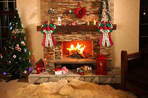 חנות אוויר קשתות זר חג מולד גדול, קשתות סרט קטיפה לחג המולד לזרים - קשתות עץ גדולות לגן ביתי לחג המולד מקורה