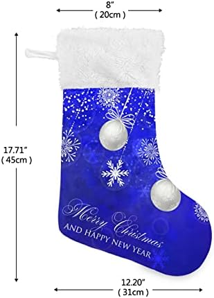 Zoeo Blue 18 אינץ 'גדול חג מגרש חג המולד דקורטיבי פתית שלג תלויים גרבי
